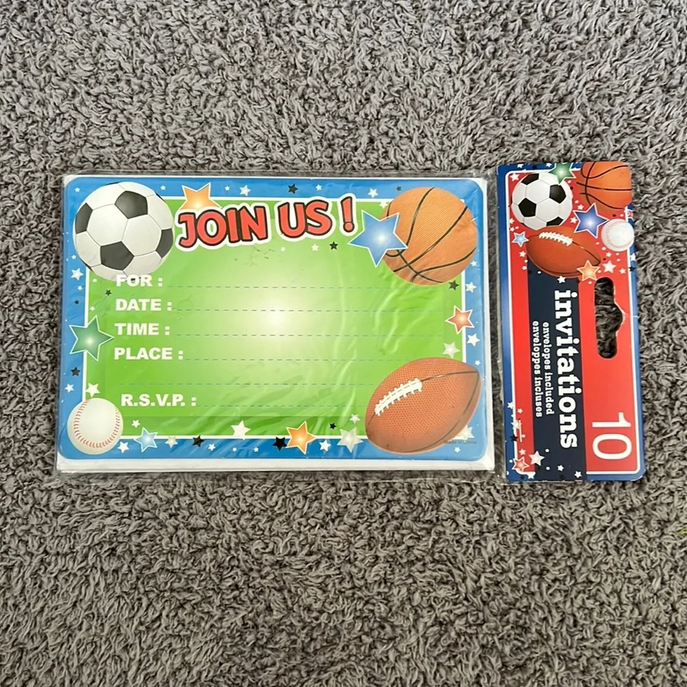 Greenbrier sports party invitations with envelopes included 10 Invitations NEW